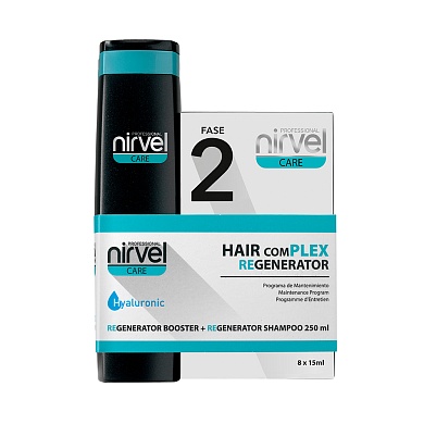Комплект для домашнего молекулярного восстановления волос с гиалуроновой кислотой, шампунь + сыворотка-бустер/ Pack: Fase 2 Hair Complex Nirvel 250 мл